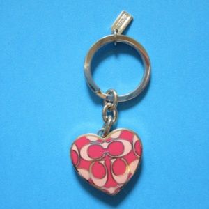 Pink & Silver  COACH Key Ring Locket Heart Purse/Bag Charm